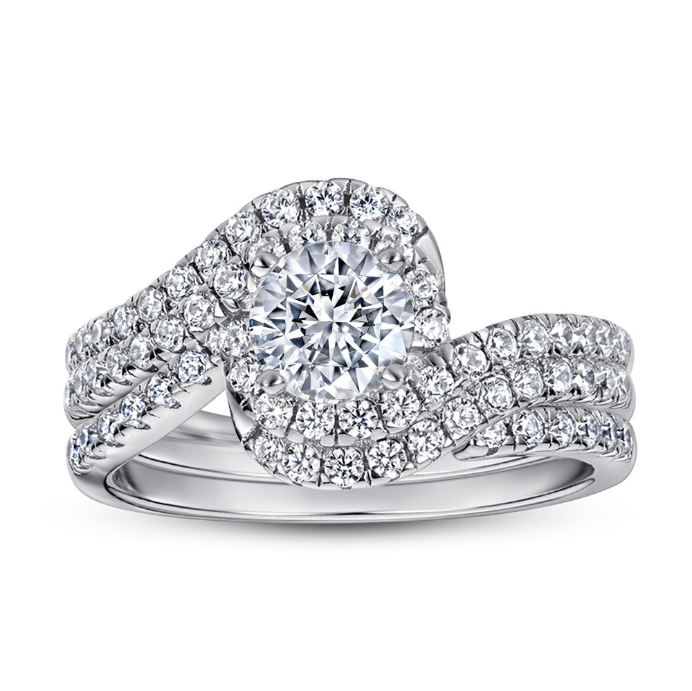 Anillos de Boda Apilables en Plata 925 – Diseño Nudo con Circonitas Estilo Diamante